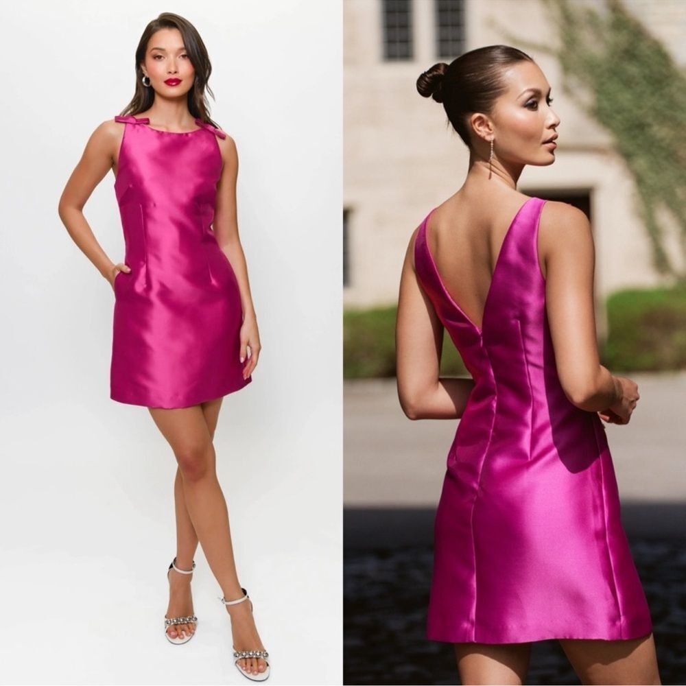 Hutch Fuchsia Satin Mini Dress